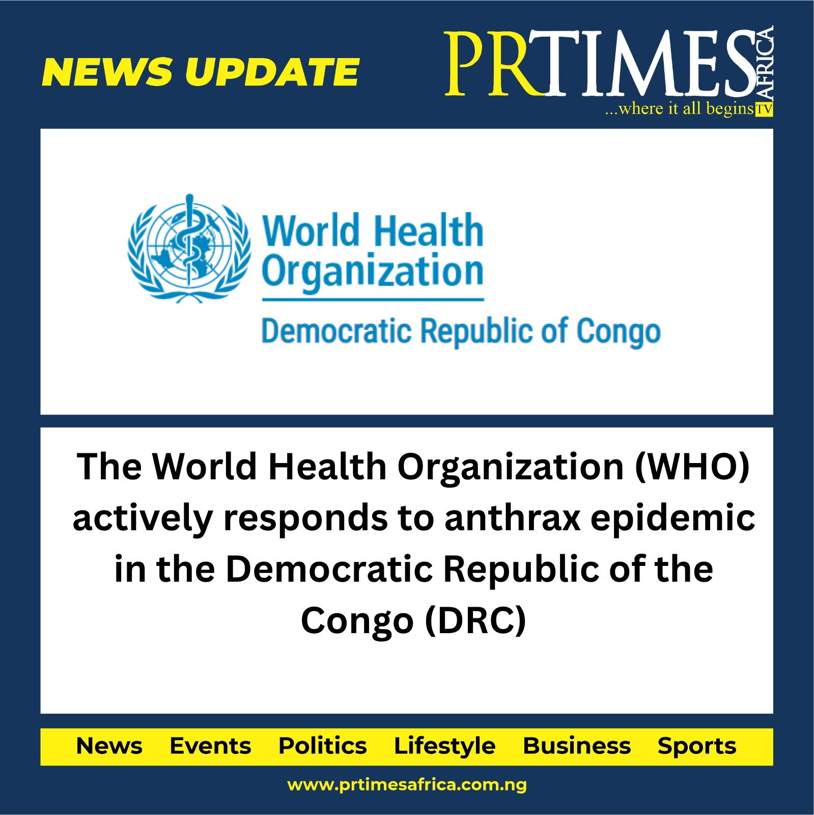 The World Health Organization (WHO) actively responds to anthrax epidemic in the Democratic Republic of the Congo (DRC)
