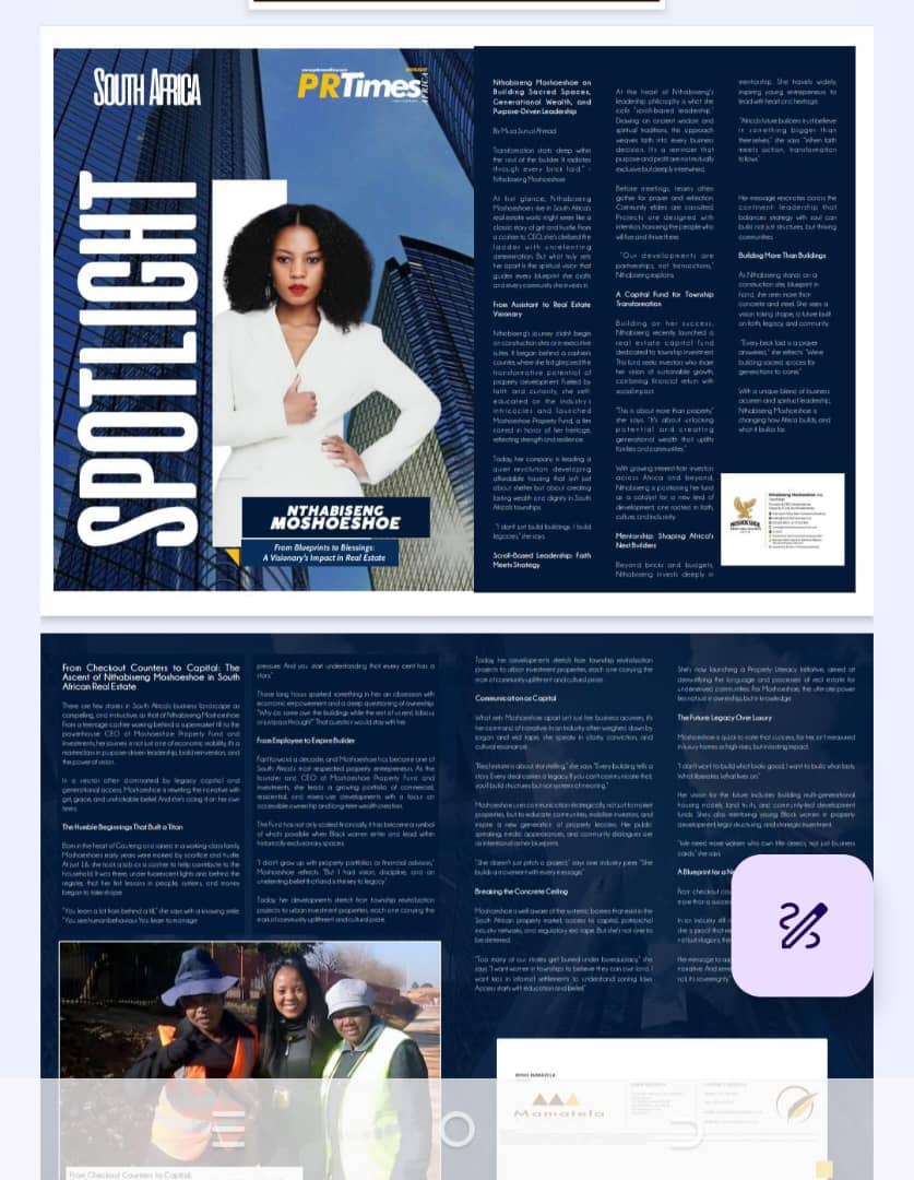 Meet the woman redefining real estate leadership in Africa. Nthabiseng Moshoeshoe isn’t just participating in the industry, she’s transforming it.