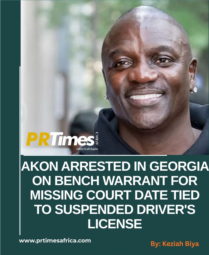Akon Arrested in Georgia on Bench Warrant for Missing Court Date Tied to Suspended Driver’s License.